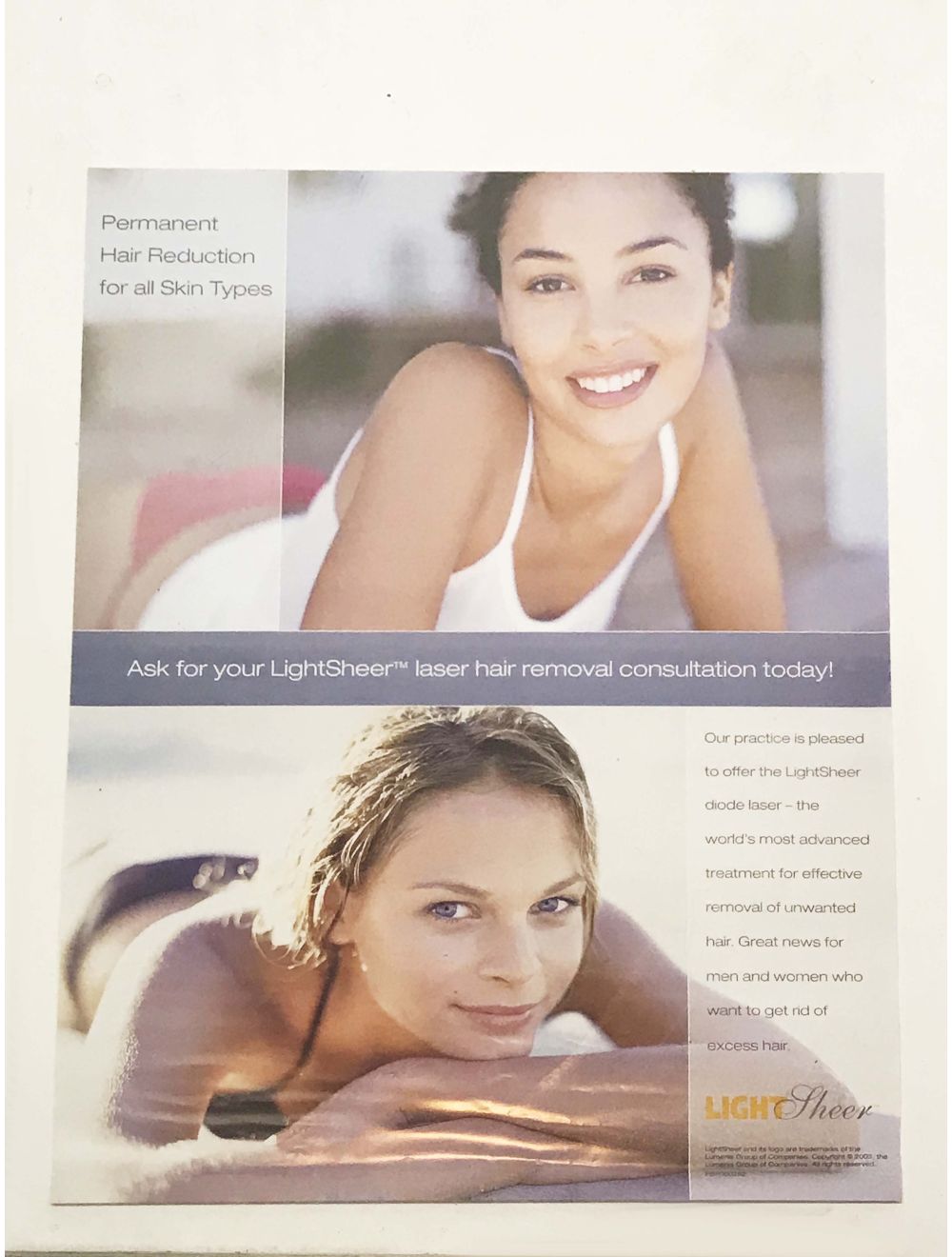 Lumenis Light Sheer Laser Hair Removal All Skin Types Poster Advertisement  18x24