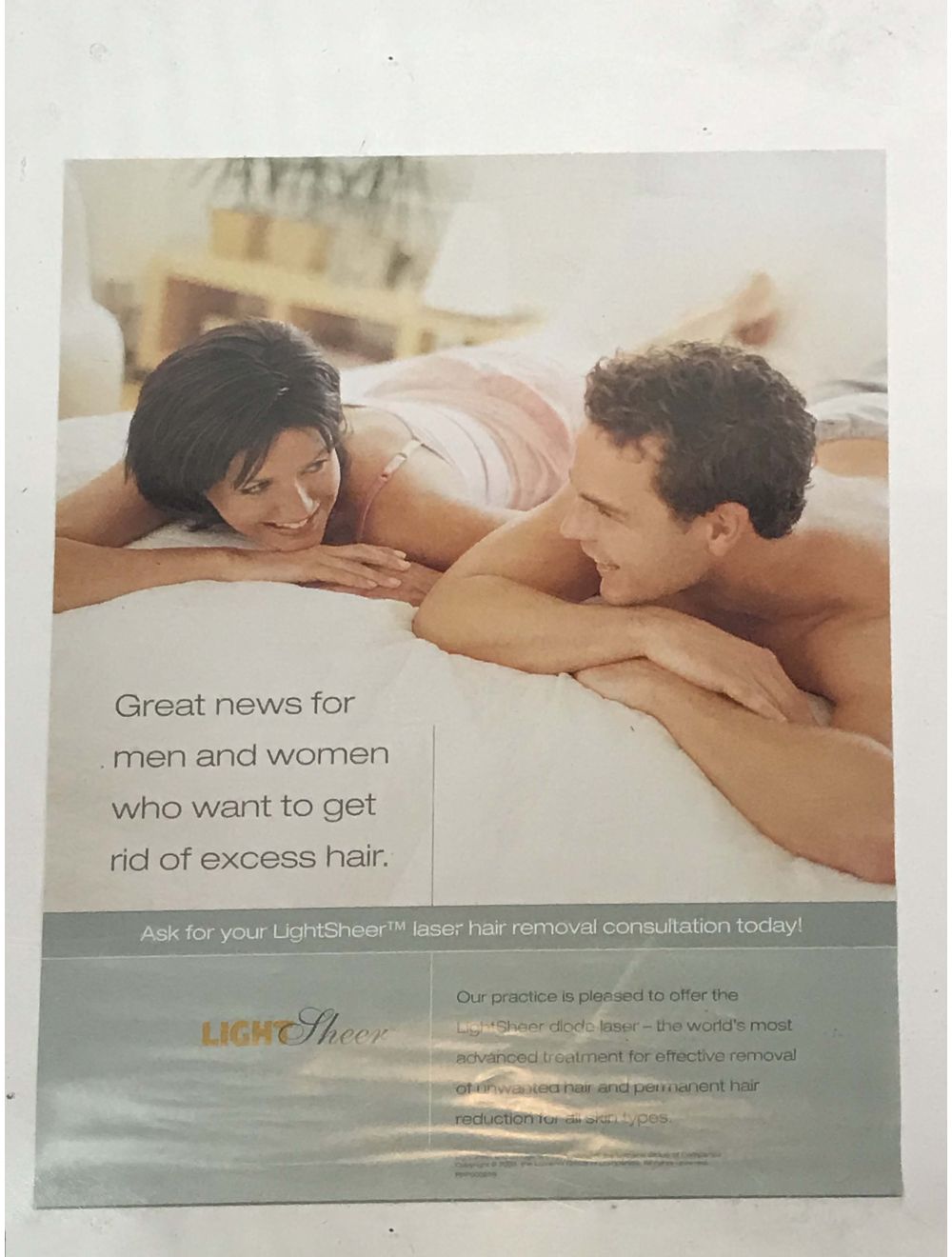 Lumenis Light Sheer Laser Hair Removal Men & Women Poster Advertisement  18x24