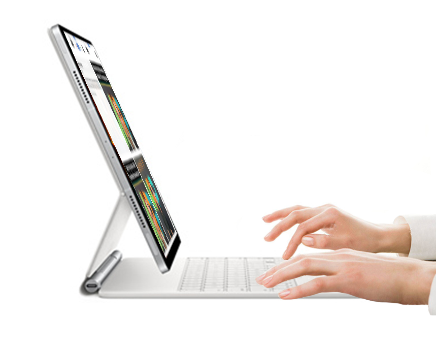 woman hands on keypad laptop
